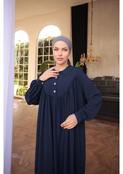 Ankanoor Lacivert Gömlek Yaka Düğmeli Elbise ANKA255064 indirimleri