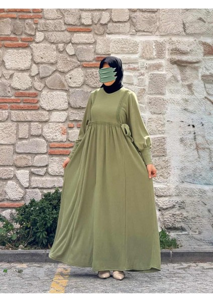 Ankanoor Yandan Bağlamalı Dantelli Örme Elbise ANKA255105