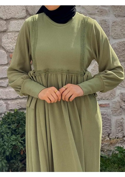 Ankanoor Yandan Bağlamalı Dantelli Örme Elbise ANKA255105 fırsatları