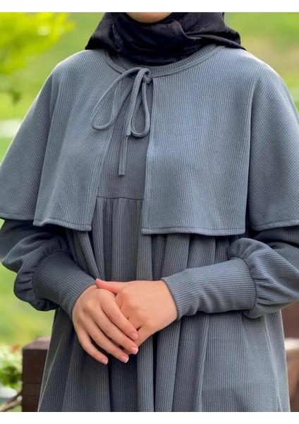 Ankanoor Pelerinli Örme Elbise ANKA255108