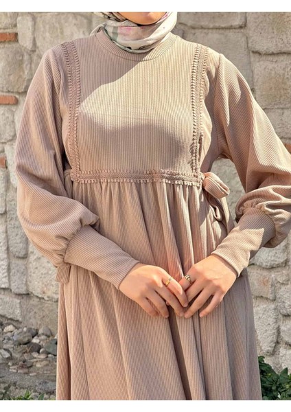 Ankanoor Yandan Bağlamalı Dantelli Örme Elbise ANKA255105 fiyatları