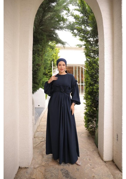 Ankanoor Robalı Büzgülü Oversize Elbise ANKA255093