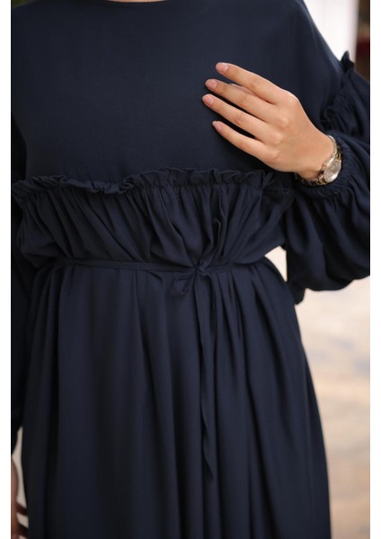 Ankanoor Robalı Büzgülü Oversize Elbise ANKA255093