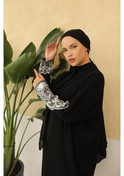 Ankanoor Siyah Etnik Desenli Fitilli Premium Triko Elbise ANKA256330 modelleri
