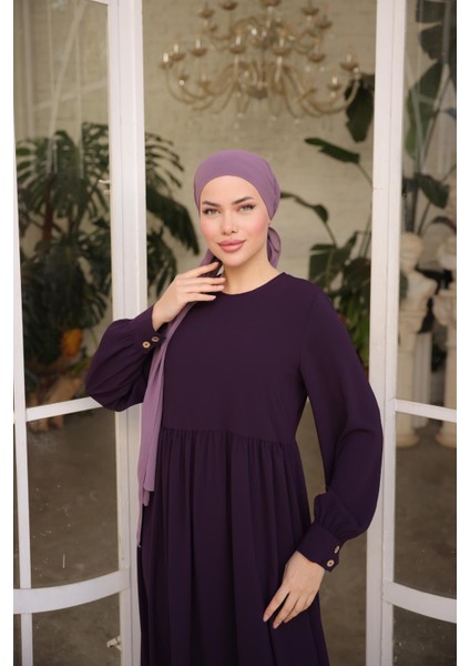 Ankanoor Mürdüm Önlüklü Medine Ipeği Elbise ANKA255065 modelleri