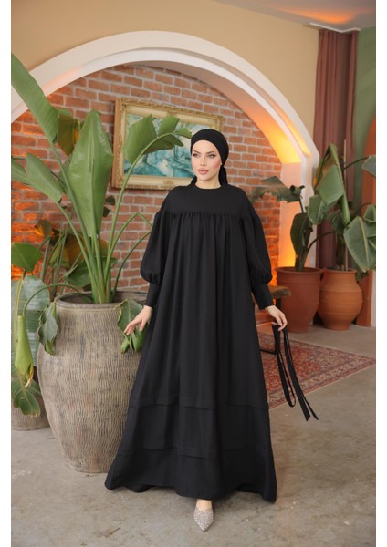 Ankanoor Siyah Çift Bantlı Salaş Elbise ANKA255069 fiyatları
