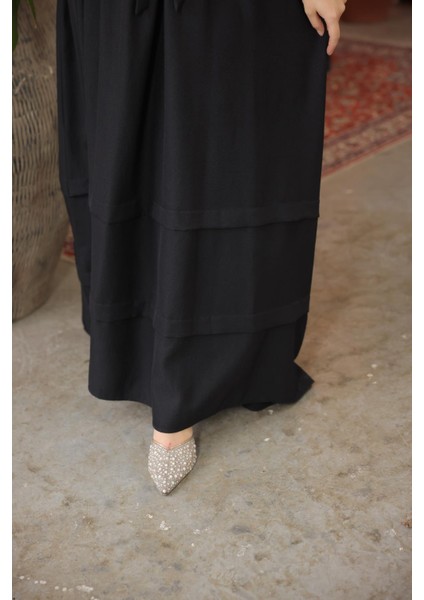 Ankanoor Siyah Çift Bantlı Salaş Elbise ANKA255069