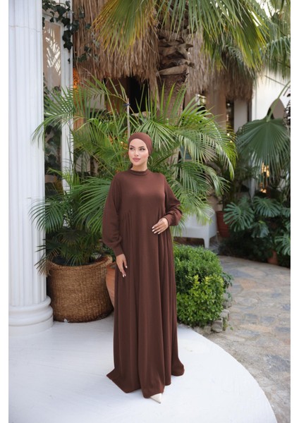 Ankanoor Acı Kahve Yandan Büzgülü Örme Elbise ANKA258063