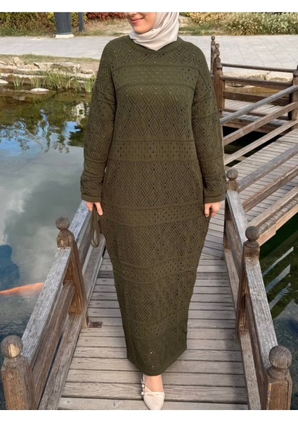 Ankanoor Uzun Kol Içlikli Otantik Otantik Triko Elbise ANKA252004