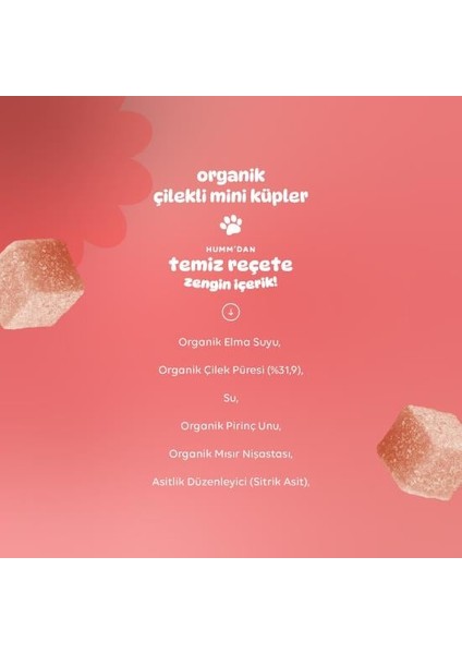 Humm Organik Çilekli Glutensiz Vegan Mini Küpler 30 gr fırsatları