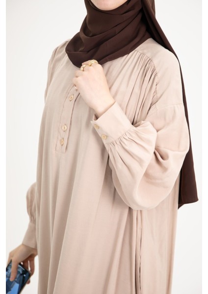 Ankanoor Modal Cupra Büzgü Detaylı Düğmeli Elbise ANKA253002 fiyatları