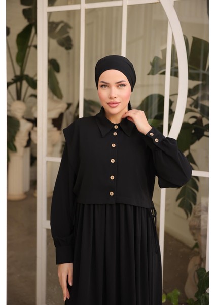 Ankanoor Siyah Önlüklü Medine Ipeği Elbise ANKA255065 fiyatları