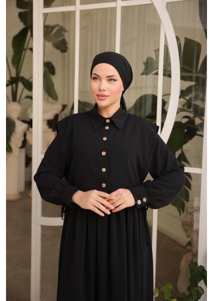 Ankanoor Siyah Önlüklü Medine Ipeği Elbise ANKA255065 modelleri