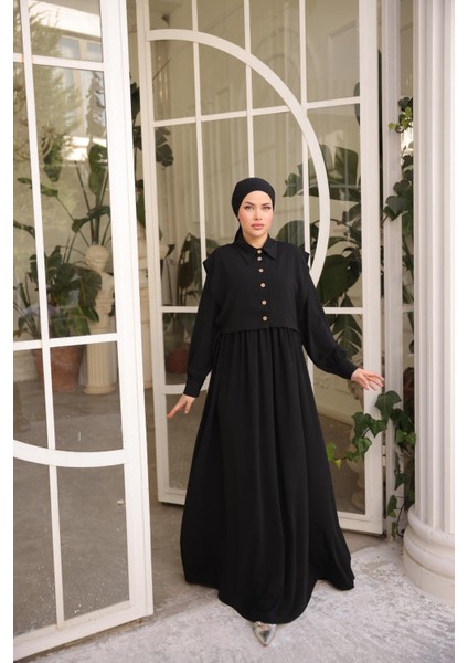 Ankanoor Siyah Önlüklü Medine Ipeği Elbise ANKA255065 indirimleri