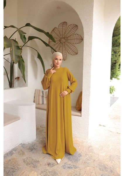 Ankanoor Hardal Yandan Büzgülü Örme Elbise ANKA258063