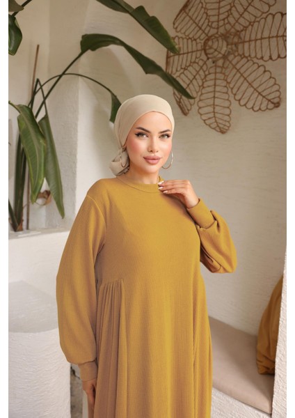 Ankanoor Hardal Yandan Büzgülü Örme Elbise ANKA258063 fiyatları