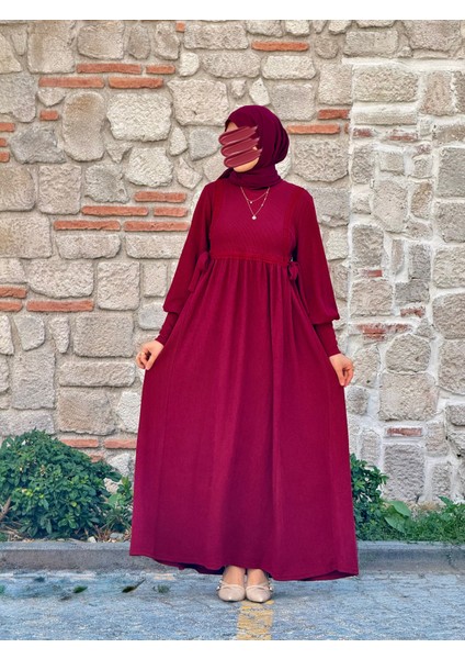 Ankanoor Yandan Bağlamalı Dantelli Örme Elbise ANKA255105