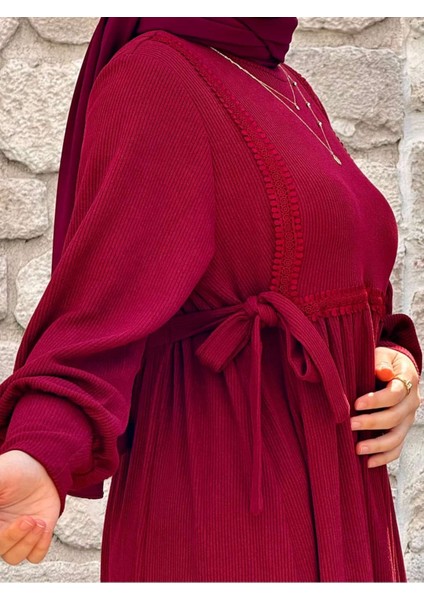 Ankanoor Yandan Bağlamalı Dantelli Örme Elbise ANKA255105 fırsatları