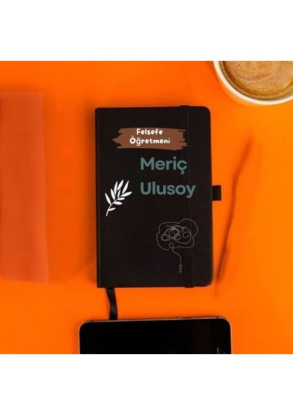 Kişiye Özel Felsefe Öğretmeni Tasarımlı Deri Kapaklı Not Defteri – Isme Özel Hediye