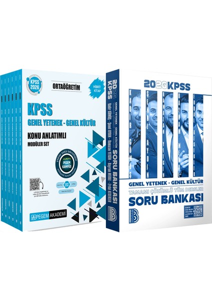 2026 Kpss Tüm Dersler Tamamı Çözümlü Soru Bankası - 2026 Kpss Ortaöğretim Konu Modüler Set (6 Kitap)
