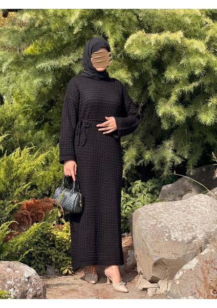 Ankanoor Uzun Kol Içlikli File Triko Elbise ANKA252005