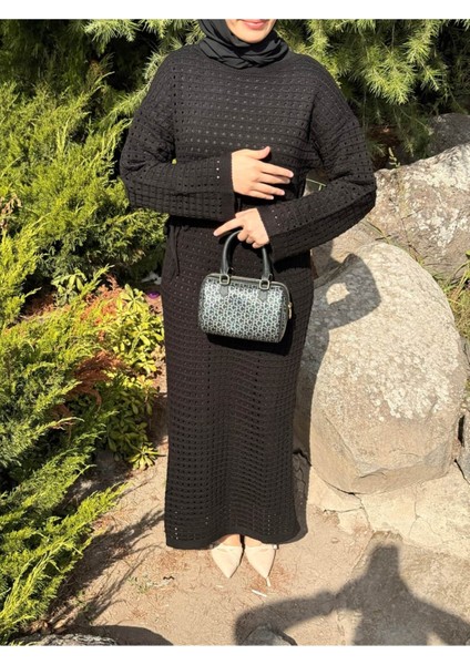 Ankanoor Uzun Kol Içlikli File Triko Elbise ANKA252005