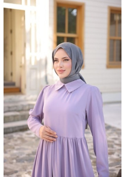 Ankanoor Yakalı Pelerinli Elbise ANKA255084