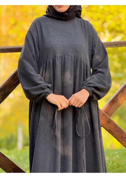 Robalı Oversize Örme Elbise