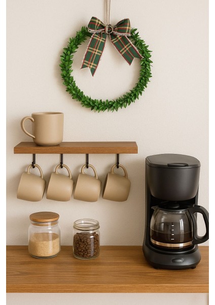 Dekoratif Rustik Yeşil Çelenk - Kapı, Duvar Dekorasyon, Askı Süsü, Hediyelik (20×20 Cm)