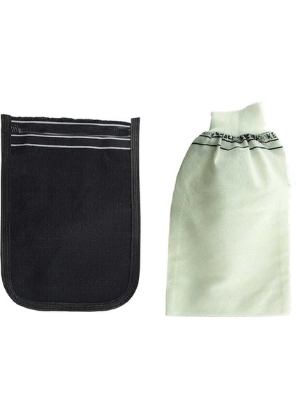 2 Adet Kalın Siyah ve Beyaz Hamam Kesesi 25X17 cm