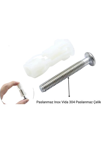 Klozet Kapağı Menteşe Dübeli ve Vida Seti, Eca Serel Vitra Uyumlu, Plastik Dübel ve Metal Vida, Kolay Montaj, Yedek Parça modelleri