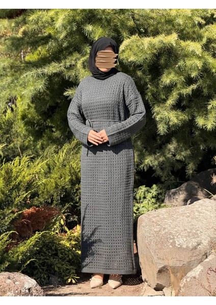 Ankanoor Uzun Kol Içlikli File Triko Elbise ANKA252005