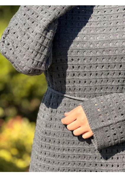 Ankanoor Uzun Kol Içlikli File Triko Elbise ANKA252005