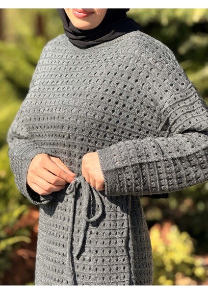 Ankanoor Uzun Kol Içlikli File Triko Elbise ANKA252005