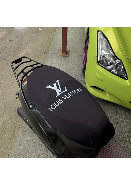 Louıs Vuıton Baskılı Motosiklet Koltuk Kılıfı Siyah Renk