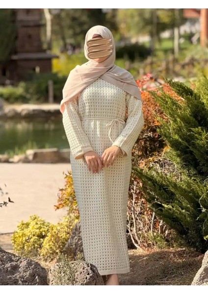 Ankanoor Uzun Kol Içlikli File Triko Elbise ANKA252005