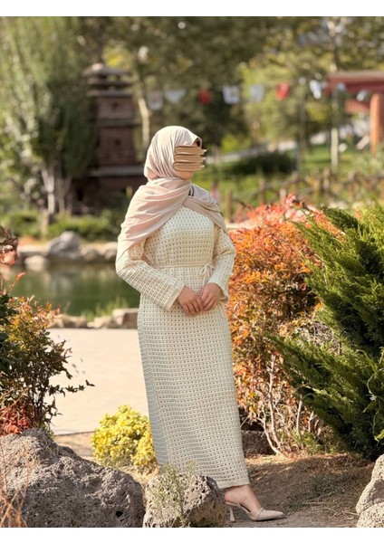 Ankanoor Uzun Kol Içlikli File Triko Elbise ANKA252005 modelleri