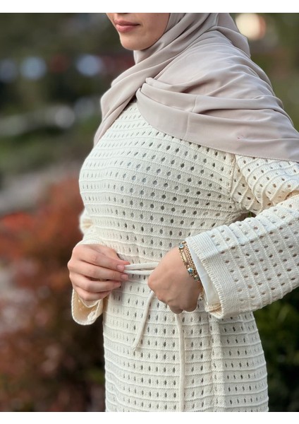 Ankanoor Uzun Kol Içlikli File Triko Elbise ANKA252005