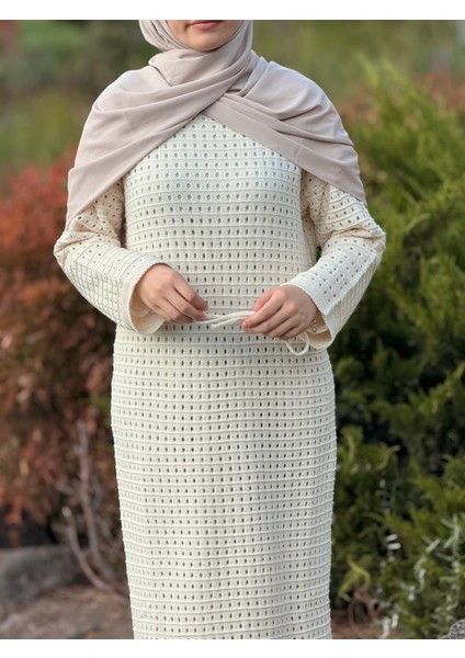 Ankanoor Uzun Kol Içlikli File Triko Elbise ANKA252005