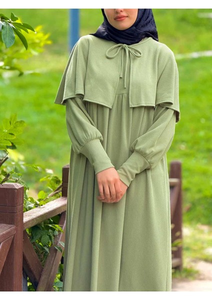 Ankanoor Pelerinli Örme Elbise ANKA255108