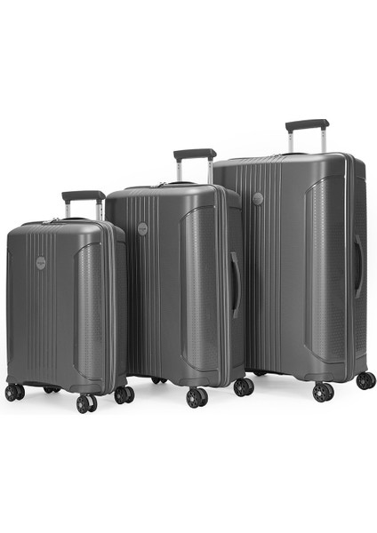04PC7060 Polipropilen 3 Lü Valiz Seti Antrasit