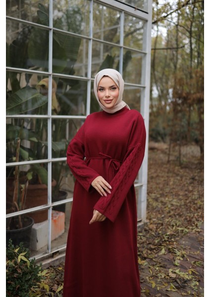 Ankanoor Bordo Kolu Saç Örgülü Elbise ANKA2518206 fırsatları