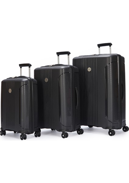 04PC7060 Polipropilen 3 Lü Valiz Seti Siyah