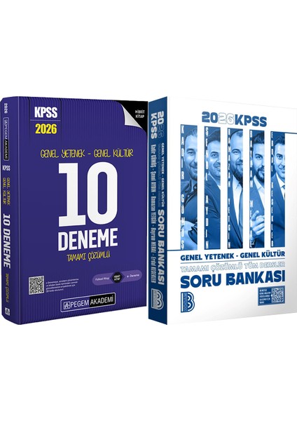 2026 Kpss Tüm Dersler Tamamı Çözümlü Soru Bankası - Kpss Genel Yetenek Genel Kültür 10 Deneme
