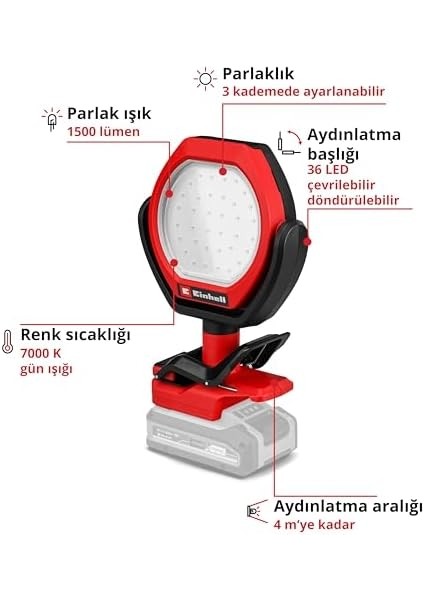 Akülü Lamba Gc-Ol 18/1500 Li-Solo Power X- (18 V, 1500 Lm, 7000 K, 4 M Aydınlatma Aralığı, Döner Işık Başlığı, Yüksek Kaliteli LED Aydınlatma, Aküsüz) fiyatları