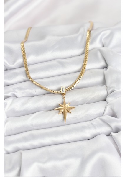 316L Çelik Zincir Gold Renk Kutup Yıldızı Model Kadın Kolye - Lisinya fiyatları