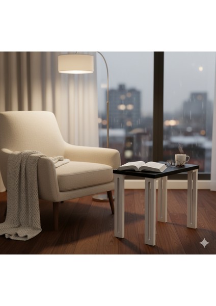 Modern 4'lü Zigon Sehpa Takımı Seti - Yenilikçi Tasarım Özel Üretim 45° Freze Detaylı Mdf Ayaklı fırsatları