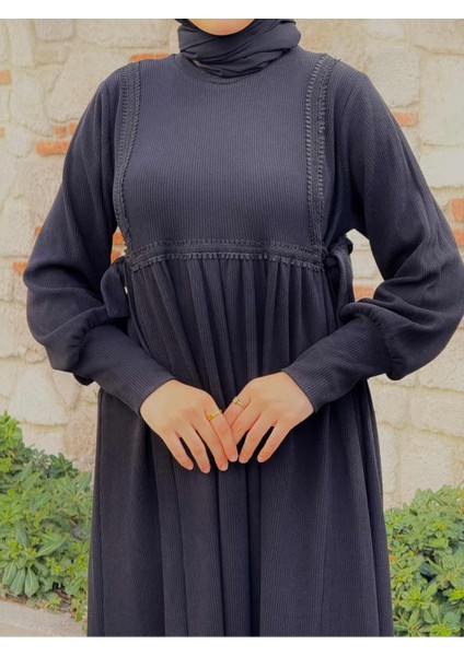 Yandan Bağlamalı Dantelli Örme Elbise 255105 indirimleri