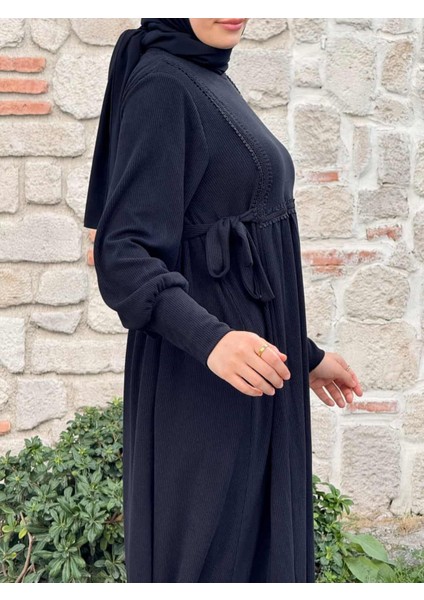 Yandan Bağlamalı Dantelli Örme Elbise 255105