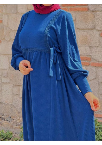 Ankanoor Yandan Bağlamalı Dantelli Örme Elbise ANKA255105